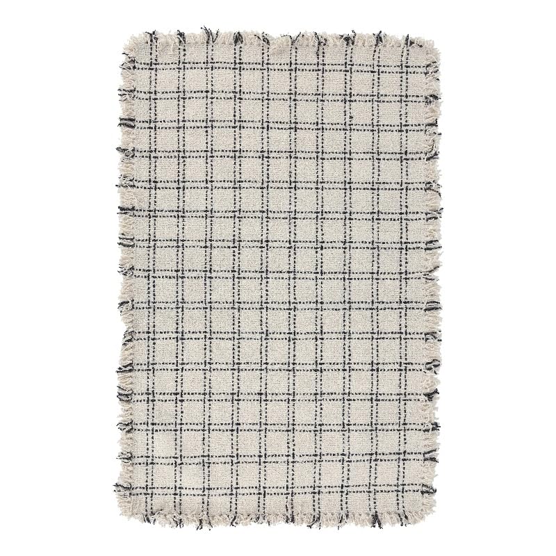 Kosas Home Bradbury 108 x 144 Checkered Wool Area Rug in Ivory/Black