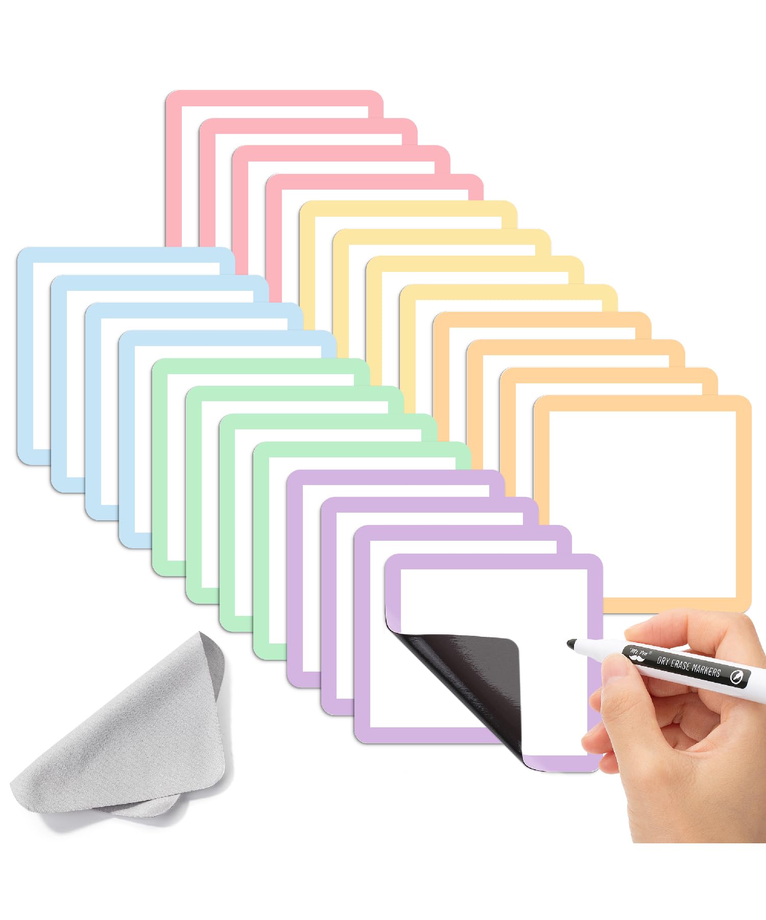 Mr. Pen- Dry Erase Magnets, 4   X4   , 24 Pack, Colorful Dry Erase Magnetic Labels, Magnetic Dry Erase Labels, Magnet Labels, Wh