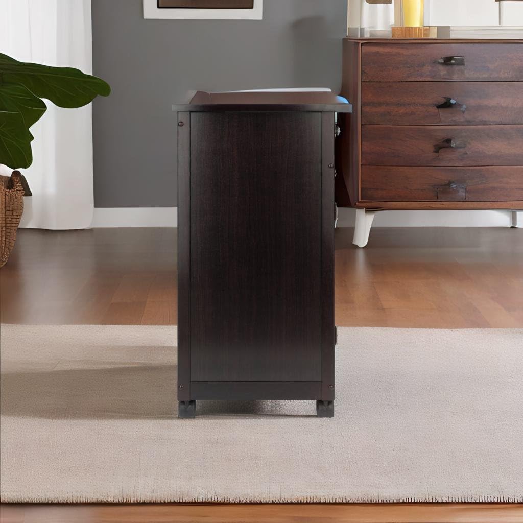 Ergode Wood Savannah Utility Kitchen Cart - Stylish & Functional, Espresso Finish, Spacious Drawer, Enclosed Cabinet, Rolling Casters, Ideal for Small Spaces - 26.89' W x 17.72' D x 34.02' H