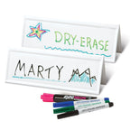 Trainers Warehouse Space-Saver Reusable Name Cards, White, Dry-Erase Tent, 8.75' X 3' (10)