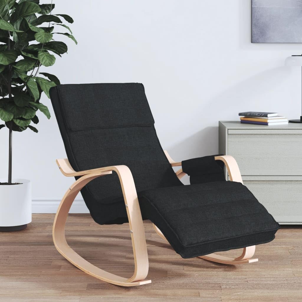 vidaXL Modern Style Rocking Chair with Gentle Rocking Function, Superior Comfort Seat, Breathable Black Fabric