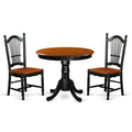 East West Furniture ANDO3-BCH-W 3 Piece Dining Room Table Set Contains a Round Wooden Table with Pedestal and 2 Kitchen Dining Chairs, 36x36 Inch, Black & Cherry