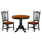East West Furniture ANDO3-BCH-W 3 Piece Dining Room Table Set Contains a Round Wooden Table with Pedestal and 2 Kitchen Dining Chairs, 36x36 Inch, Black & Cherry