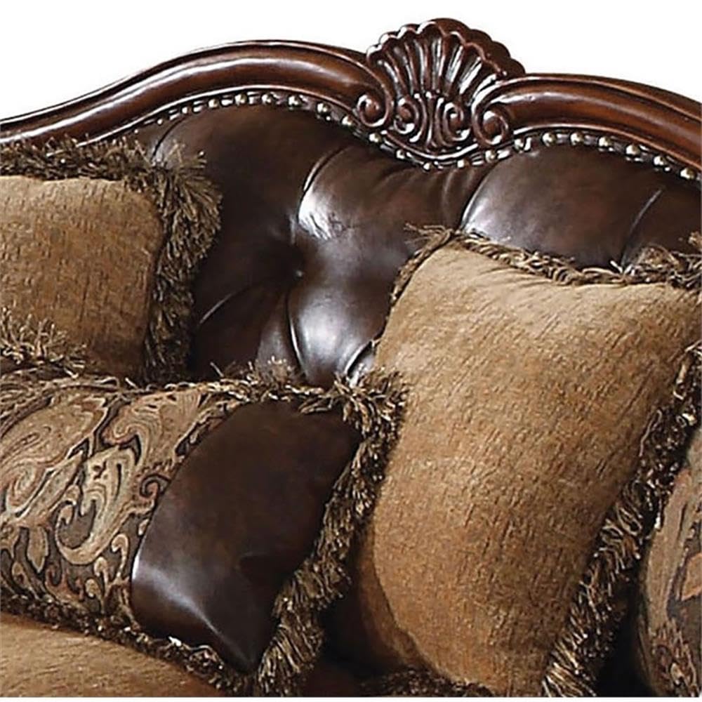 Acme Dreena Rolled Arm Upholstered Faux Leather Sofa with 5 Pillows - Thumbnail 3