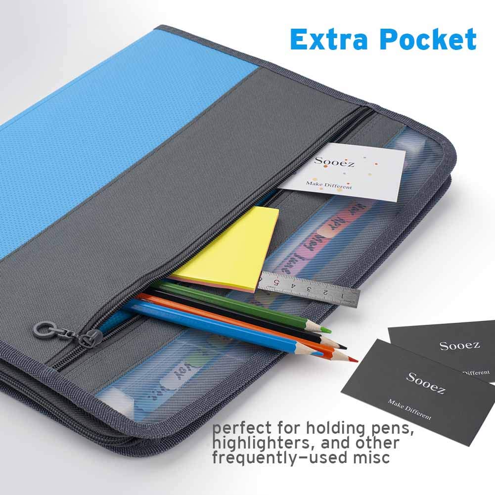 Sooez Accordion File Organizer With Safe Zipper, 12 Pocket Expanding File Folder With Front Pencil Pouch, Portable Monthly Paper