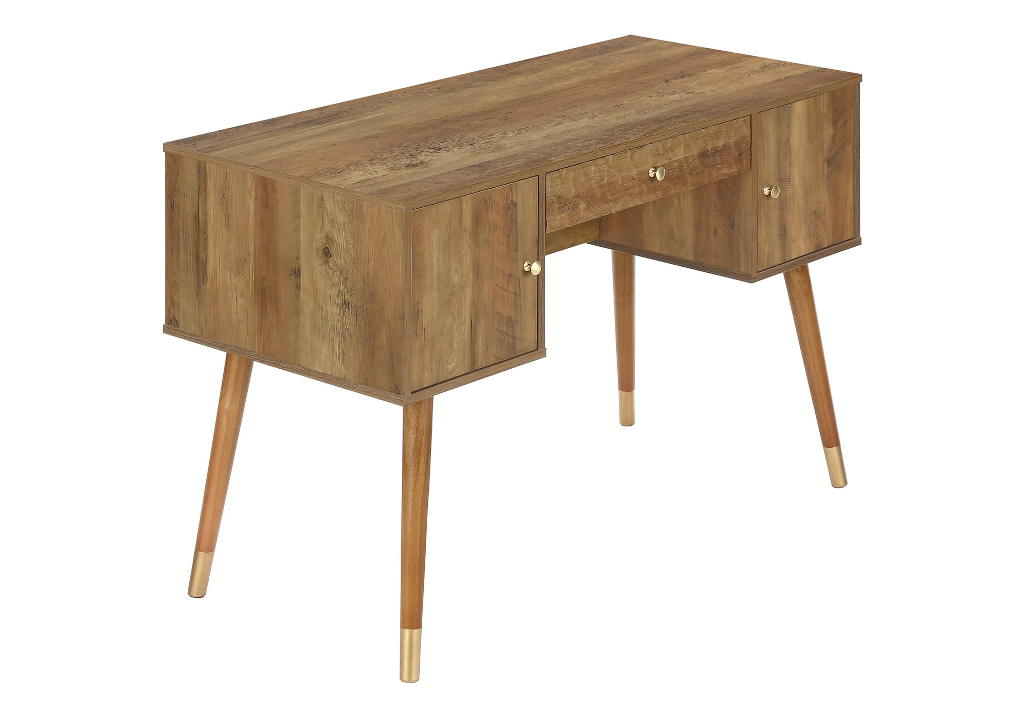 Monarch Specialties I 2838 Computer Desk, Home Office, Laptop, Storage Drawers, 48' L, Work, Wood, Laminate, Walnut, Mid Century