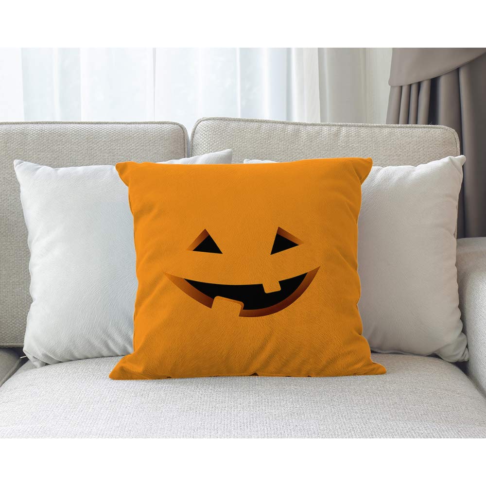 Moslion Evil Face Pillow Case Cute Halloween Autumn Pumpkin Lantern Faces Happy Father'S Day Throw Pillow Cover 18X18 Inch Cotto