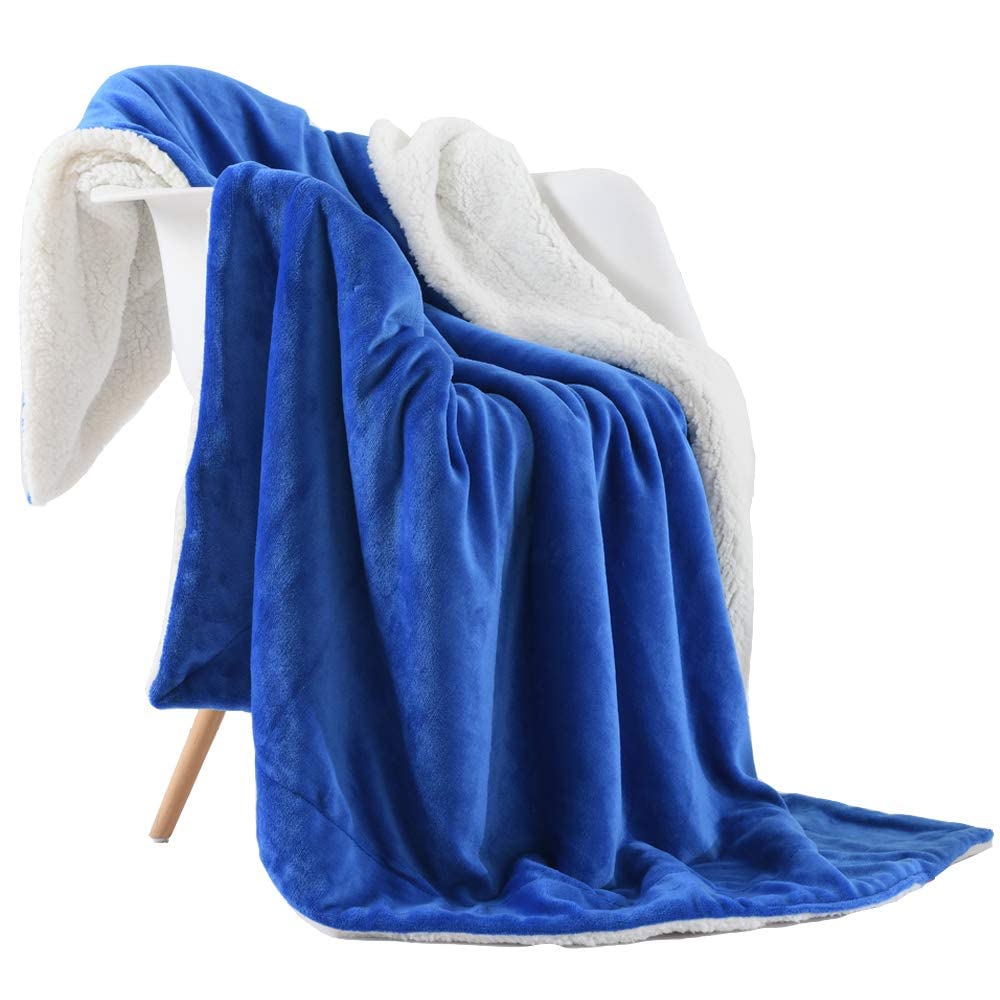 Nanpiper Throw Blanket Sherpa Flannel Blankets Soft Fuzzy Plush Fleece Microfiber For Bed/Couch (60'X80',Princess Blue)