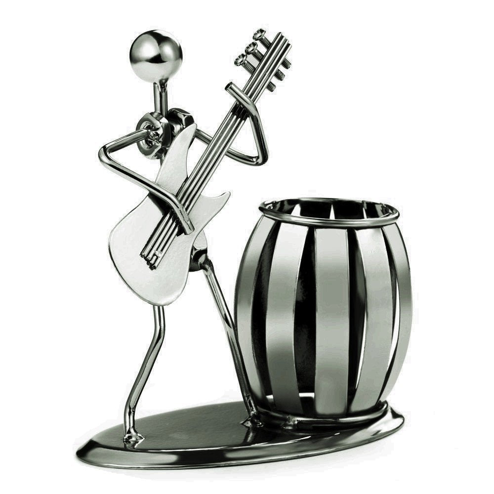 Nfashionso Decorative Pen Organizer/Pencil Holder With Metal Man Playing Eastlion Guitar