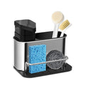 SARNESHWERAM Stainless Steel 3in1 Soap Dispenser Sponge and Brush Holder Sink Drainer Rack for Kitchen Caddy Organizer with Re