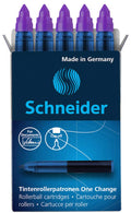 Schneider One Change Rollerball Refill Cartridges, 0.6 Mm, Violet Ink, Box Of 5 Refill Cartridges (185408)