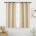 Ygo Beige Blackout Solid Curtains - Room Darkening Grommet Drapes Thermal Insulated Small Window Curtains For Kids Room, 2 Panel