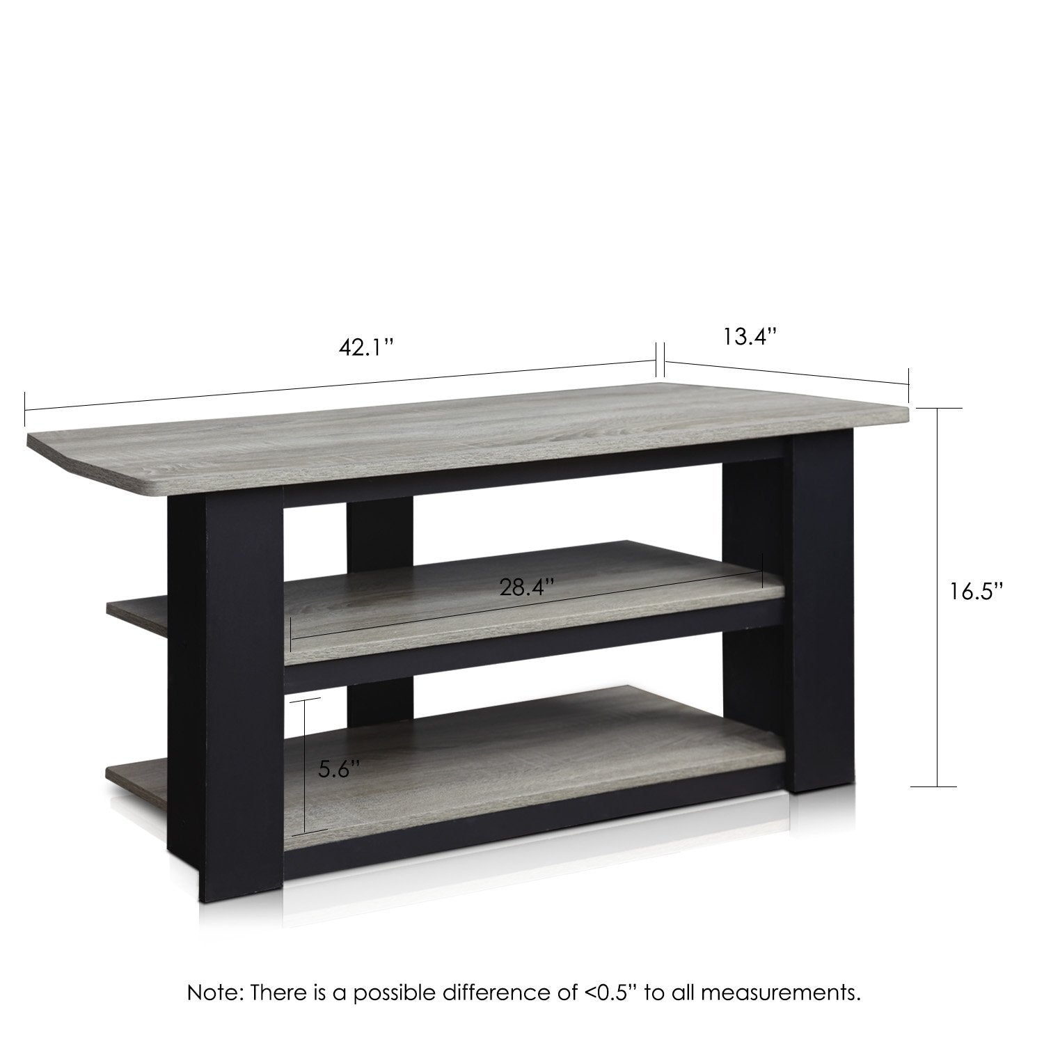 FURINNO Parsons 42-in TV Entertainment Center, French Oak Grey