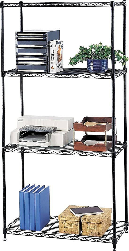 Safco 5276Bl Commercial Wire Shelving Four-Shelf 36W X 18D X 72H Black
