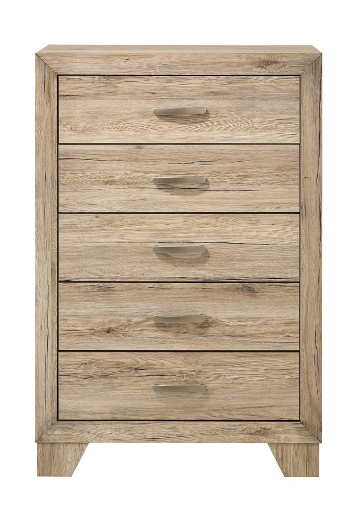 Acme Miquell 5-Drawer Wooden Chest In Natural