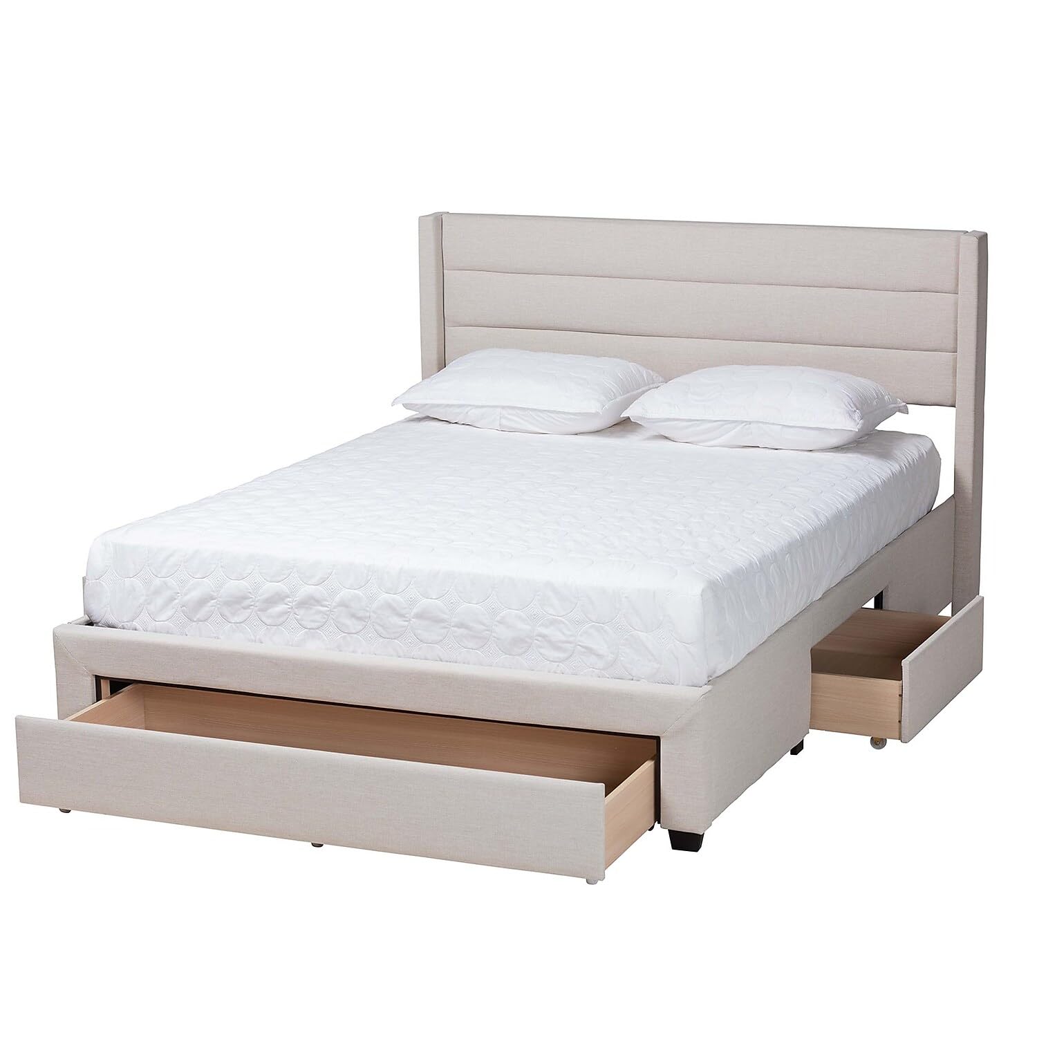 Baxton Studio Braylon Platform Storage Bed, Queen, Beige/Dark Brown (232-13078-HiT)
