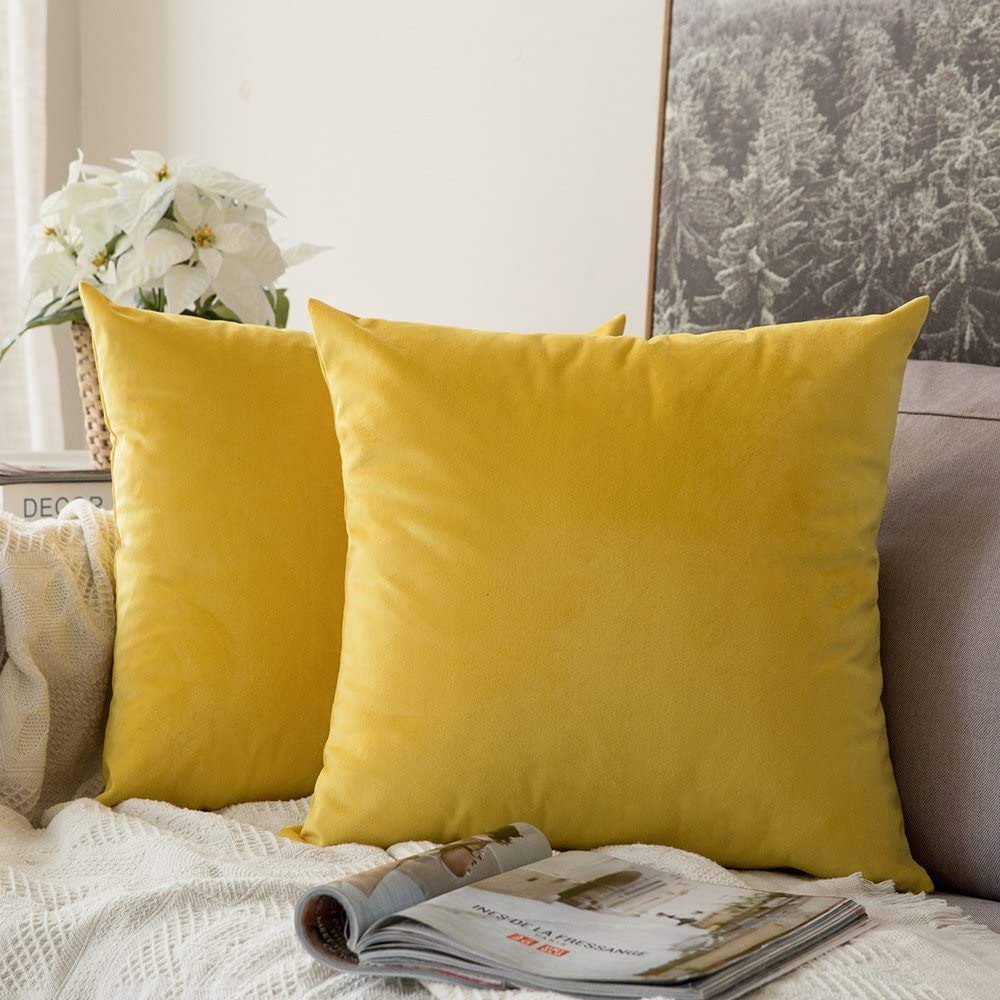 Miulee Pack Of 2 Velvet Soft Solid Decorative Square Throw Pillow Covers Set Cushion Case For Fall Sofa Bedroom Car 18X18 Inch 4