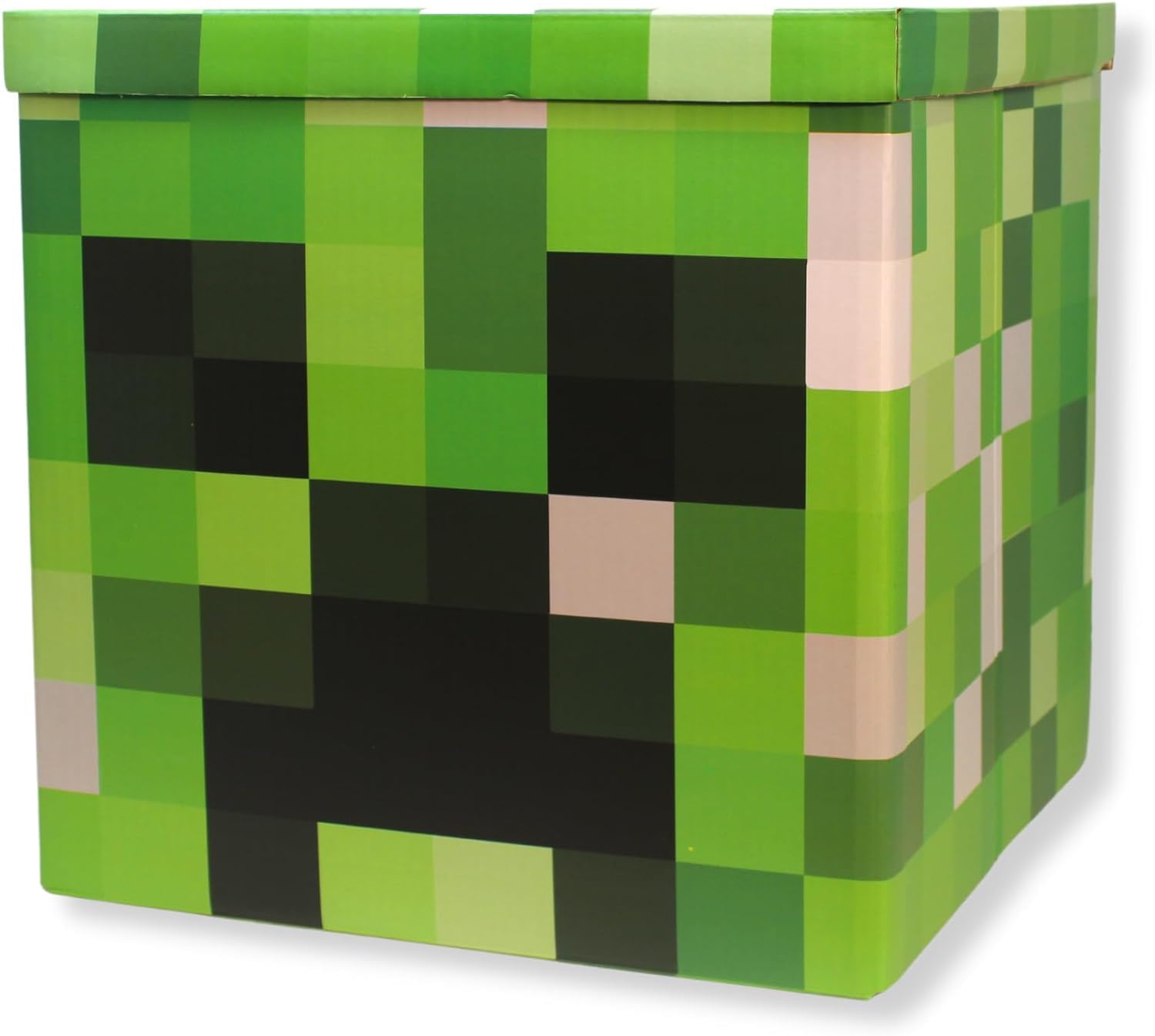 Large 14 x 14 Pixelated Box - Creeper| Birthday Party Supplies | Storage Decoration and Prop, Big Birthday Box | Storage Bin Che