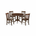 East West Furniture HLNO5-MAH-C 5 Piece Kitchen Table & Chairs Set Includes a Round Dining Room Table with Pedestal and 4 Linen Fabric Upholstered Dining Chairs, 42x42 Inch, Mahogany