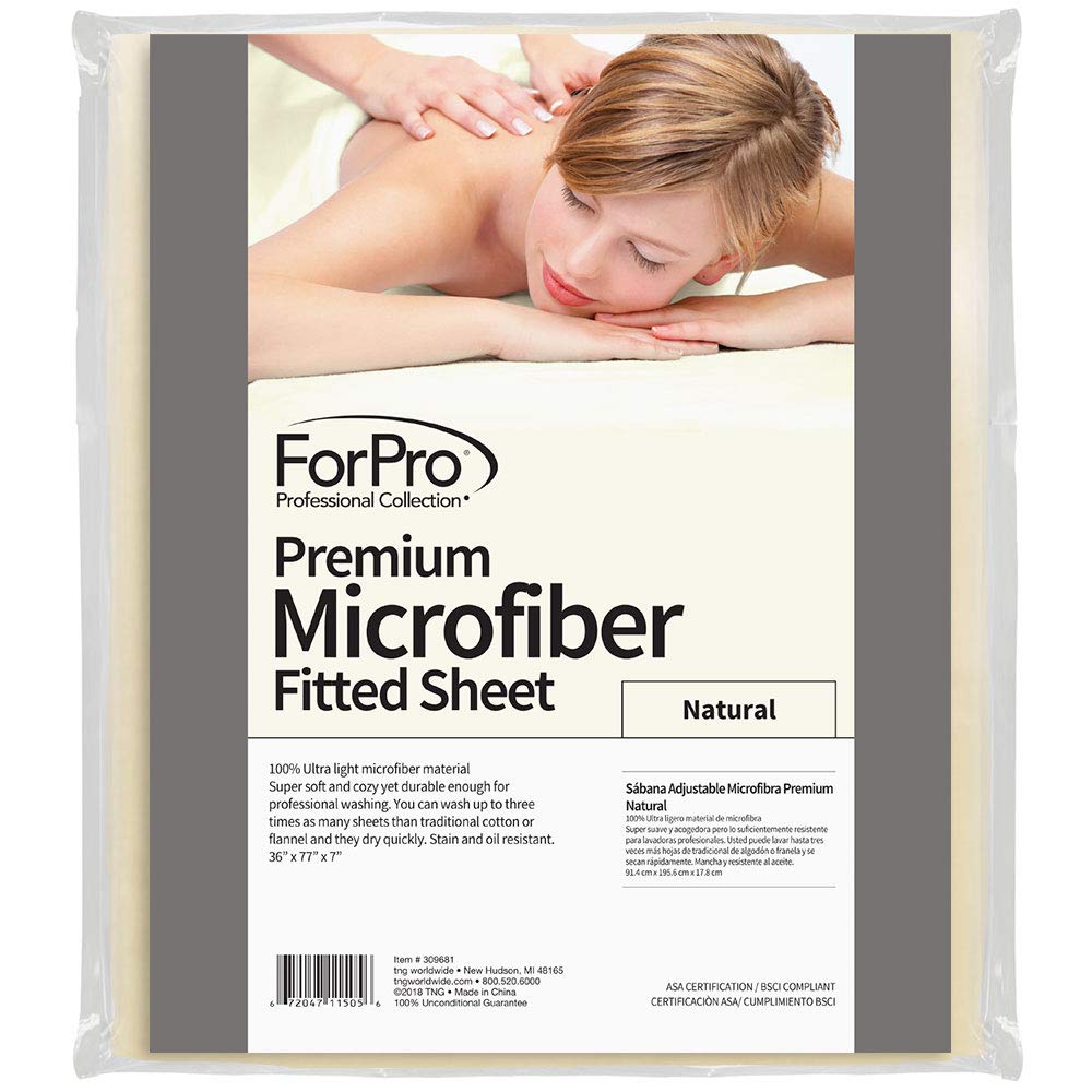 Forpro Premium Microfiber Massage Fitted Sheet - Natural - Ultra-Light - Stain And Wrinkle Resistant - For Massage Tables And Sp