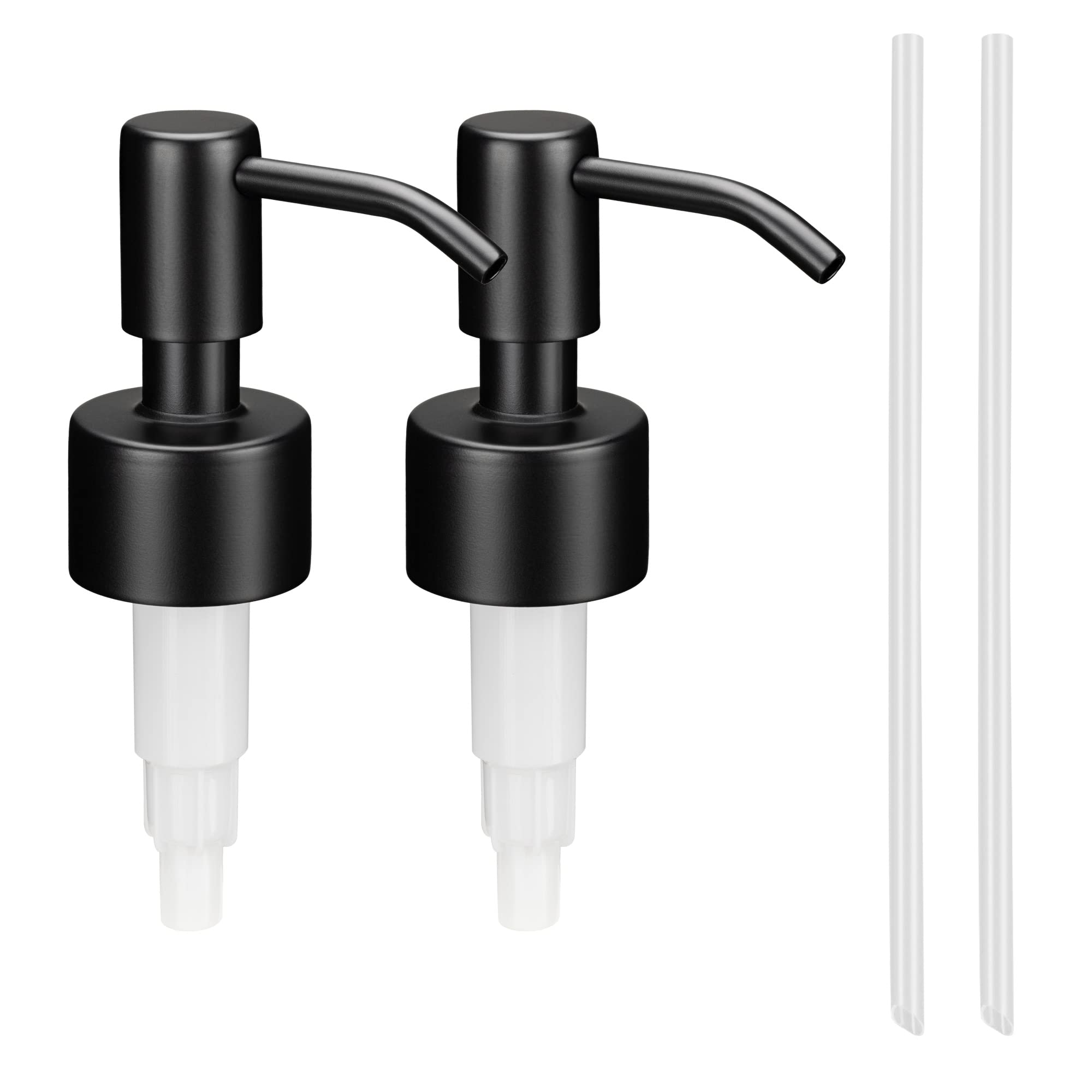 Navaris Replacement Soap Dispenser Pumps (Pack of 2) - Stainless Steel Metal Pump for 1 to 1 1/8 (26mm to 28mm) Bottle Tops - De