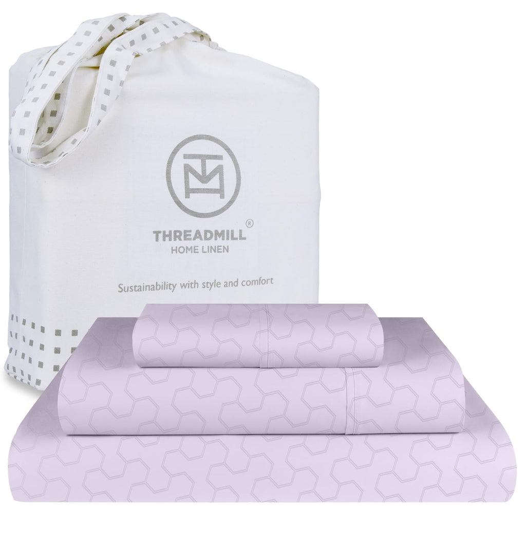 Threadmill Cotton Twin Sheet Set | 500TC 100% Cotton Sheets for Twin Size Bed | Damask Jacquard Sateen Twin Bed Sheets Set with 
