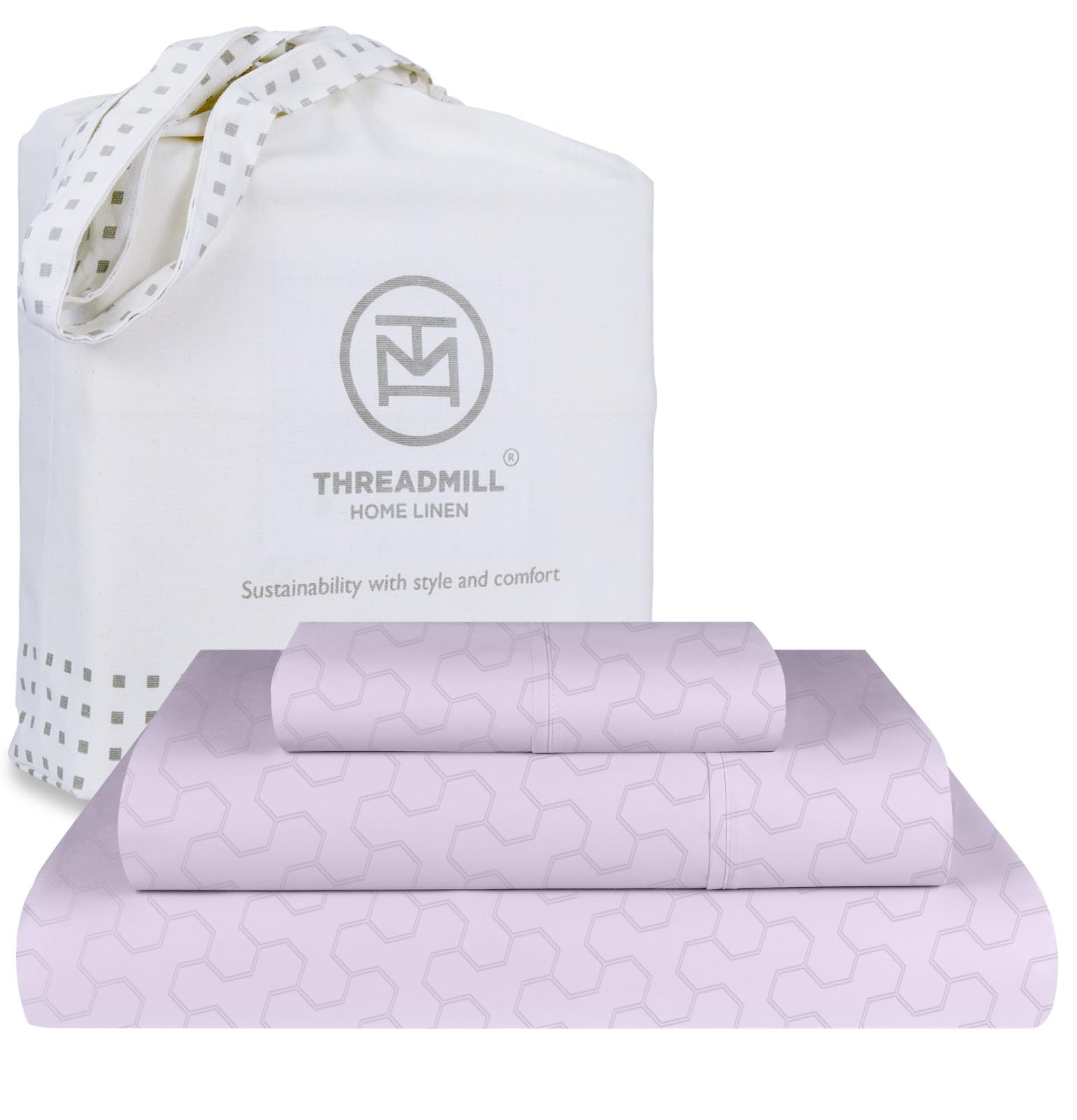 Threadmill Cotton Twin Sheet Set | 500TC 100% Cotton Sheets for Twin Size Bed | Damask Jacquard Sateen Twin Bed Sheets Set with 