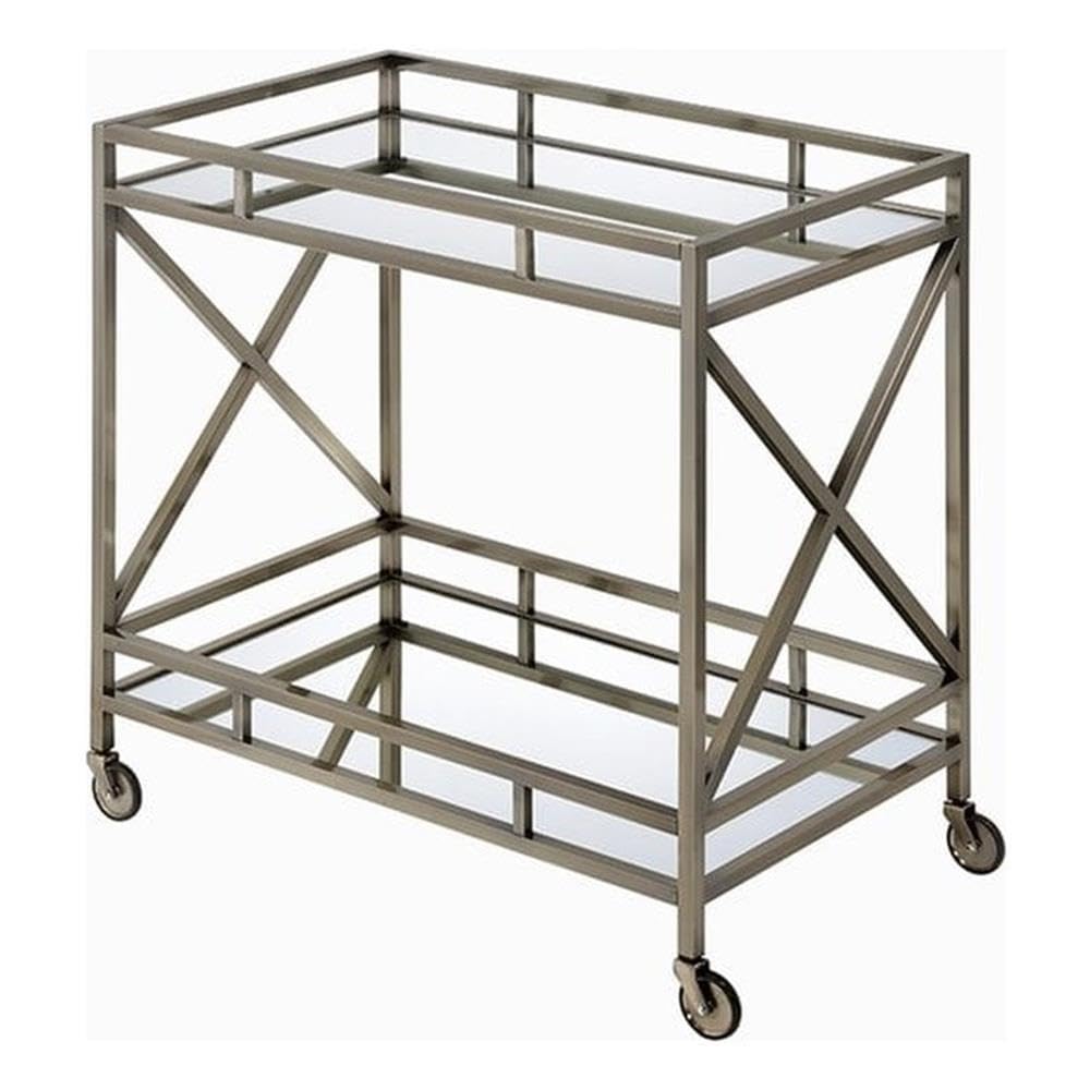 Acme Kristensen Rectangular Metal Frame Mirror Top Serving Cart