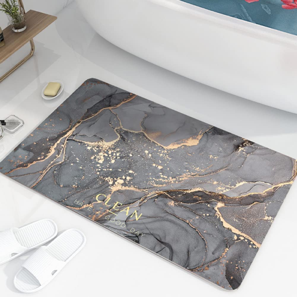 BEHAHAI 1Pieces (3.5mm) AntiSkid Water Soaking Rectenglur Bathroom Print Rubber Mat, Water Absorbent Mat (40X60Cm)