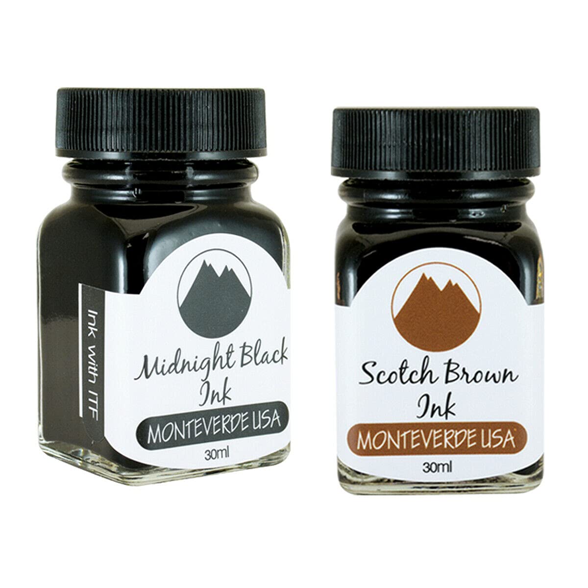 Monteverde 60Ml Core Fountain Pen Ink Bottle (30Ml Midnight Black Ink Bottle G309Mb, 30Ml Scotch Brown Ink Bottle G309Sb)