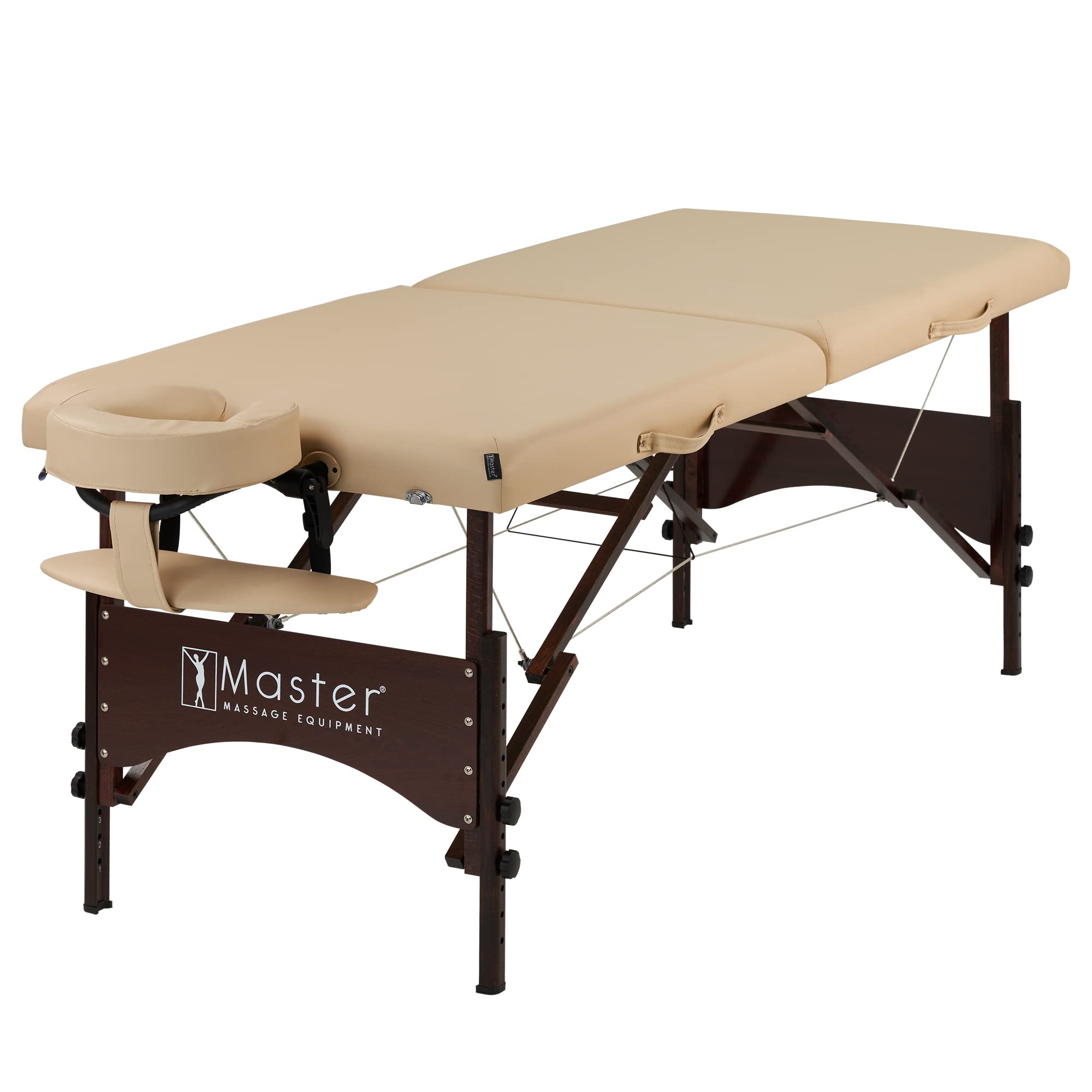 Master Massage 28' Argo Portable Massage Table In Cream With Walnut Legs- Spa Bed For Tabletop Exercise & Massage- Beauty Bed T