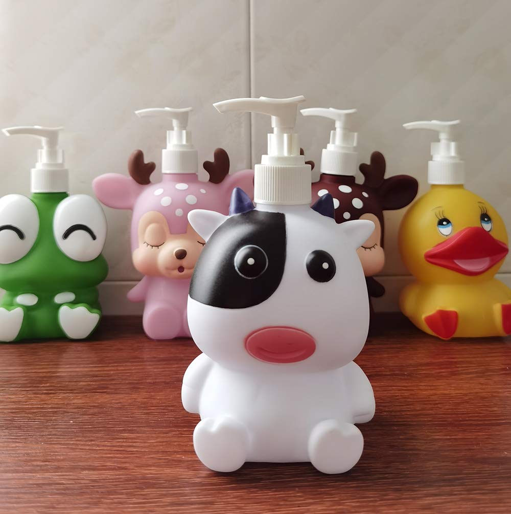 Hyever Frog Cow Cute Cartoon Animal Hand Soap Pump Lotion, Hand Soap, Shampoo, Shower Gel Dispenser, Suitable For Bathrooms, Kit