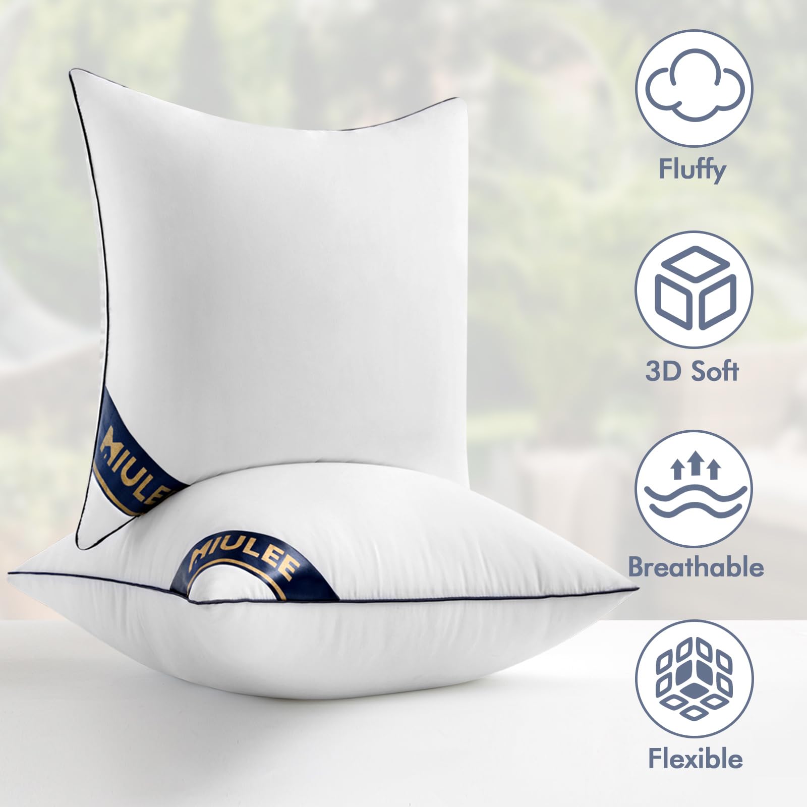 Miulee 22X22 Pillow Inserts Set Of 2 Throw Pillows 22 Inch Premium Down Alternative Pillow Inserts Decorative Pillow Stuffer For Sofa, Couch (22X22 Inch, Set Of 2)