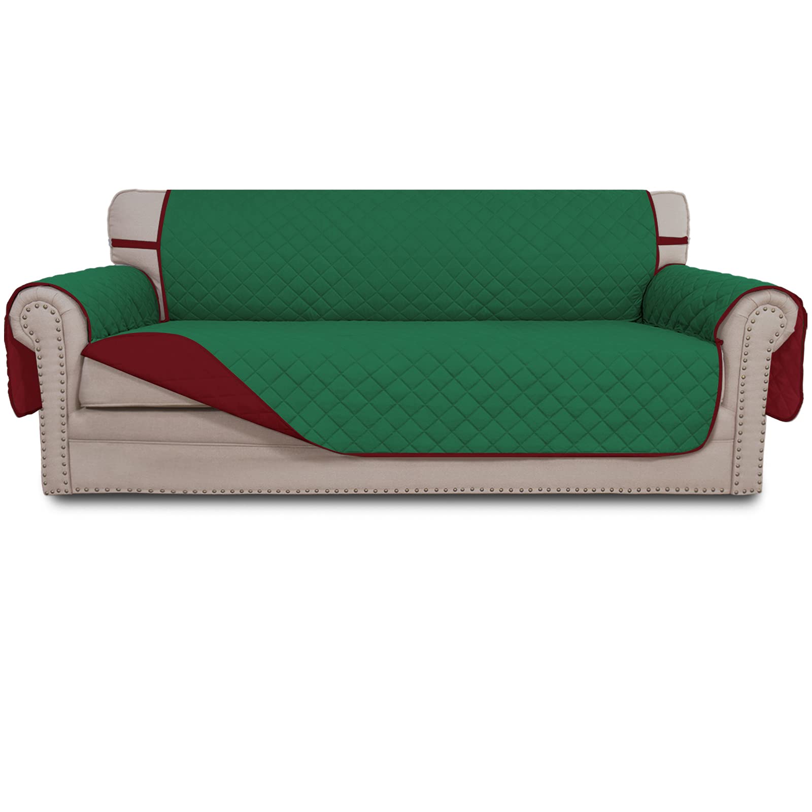 Easy-Going Reversible Couch Cover For 3 Cushion Couch Sofa Cover For Dogs Water Resistant Furniture Protector Cover With Foam St