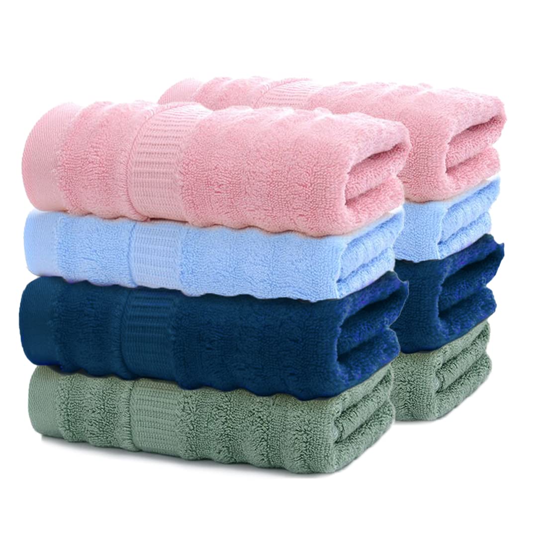 Mush 100% Bamboo 600 Gsm Bath Towel |Ultra Soft, Absorbent & Quick Dry Towel For Bath |Towel Set Of 8| Solid | Couple Towel Set 