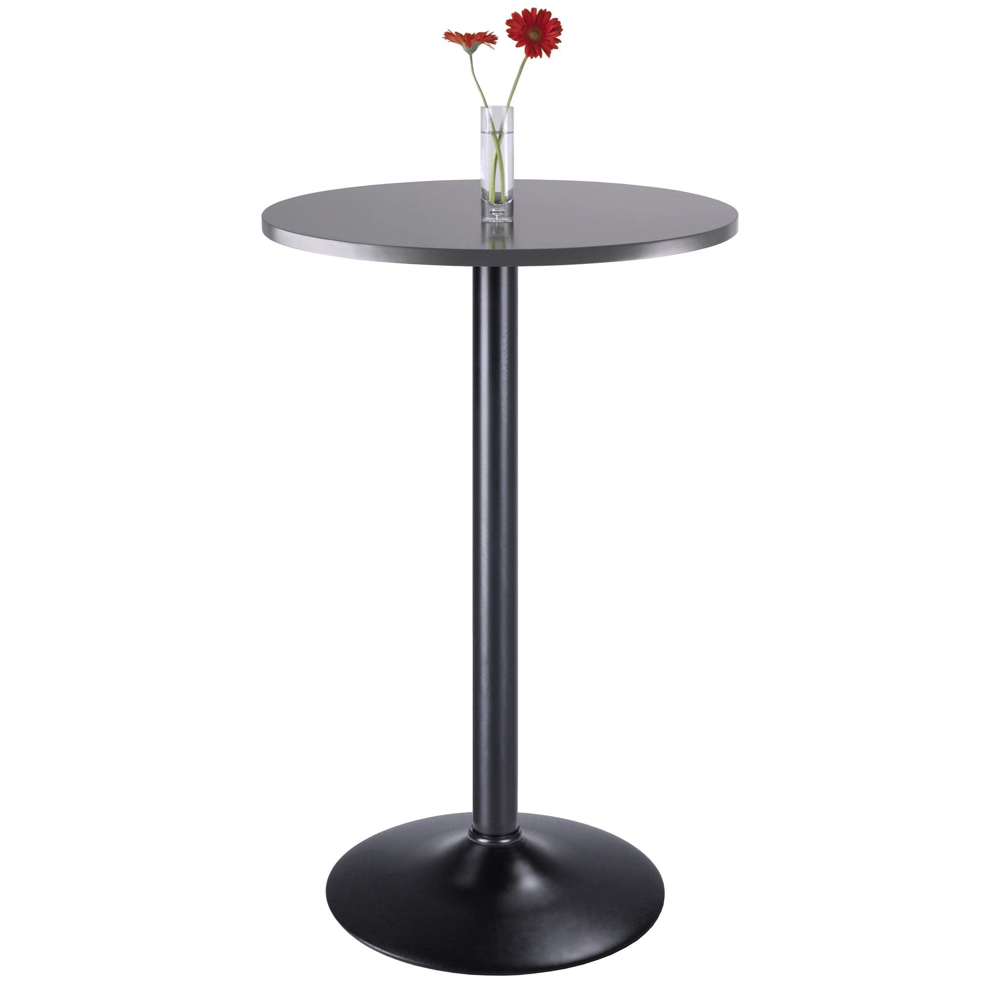 Ergode Wood Tarah Pub Table - Compact & Stylish CAF Dining Experience - Gray Finish - 23.6' Tabletop - Matte Black Metal Base - Easy Assembly - 60-Day Replacement Service