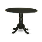 East West Furniture DLAV5-BLK-LC 5 Piece Modern Dining Table Set Includes a Round Wooden Table with Dropleaf and 4 Faux Leather Upholstered Dining Chairs, 42x42 Inch, Black