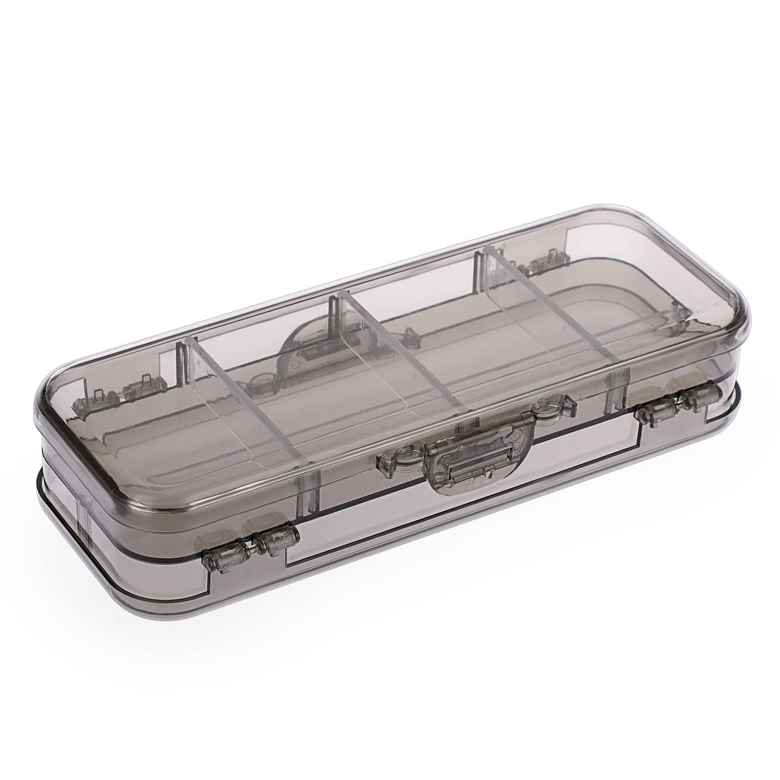 Btsky Double Deck Pencils Box Clear Plastic Stationery Box With 4 Removable Ruler Dividing Spacers Multi-Grid Home Utility Box W