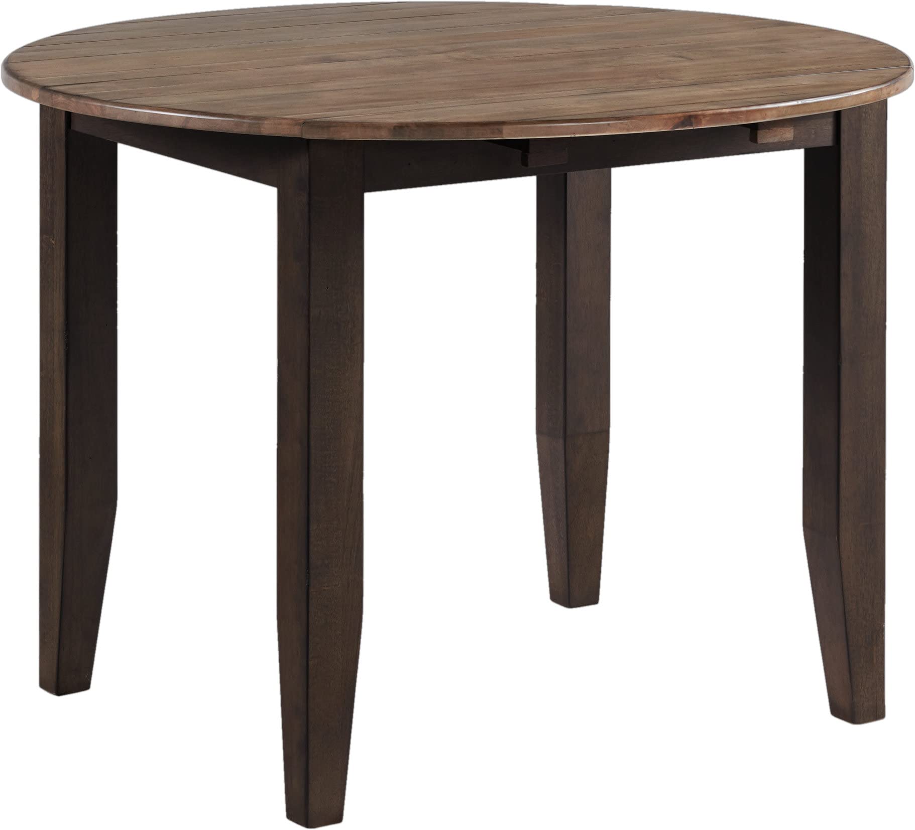 Carefree Home Furnishings Beacon 42" Wide Round Drop Leaf, Black & Walnut Dining Tables, Brown