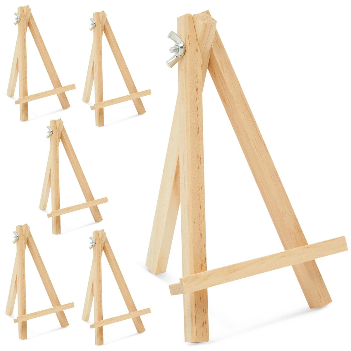 Juvale 6-Pack Wooden Easel, Mini Easel Stands and Place Card Holders for Table Top Artwork Display, Invitations, Photos, Party F