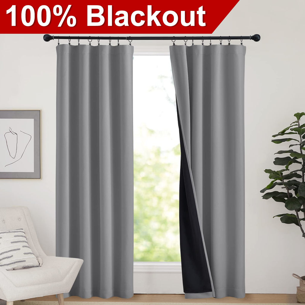 Nicetown Thick Blackout Curtains For Bedroom, Pair Of Energy Smart & Noise Blocking Out Full Shade Curtain Panels, Thermal Insul