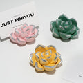wowhalolo Succulent Business Card Holder Set of 3 - Handmade Desk Organizer for Women, Cute & Modern Card Display Stand in Pink,