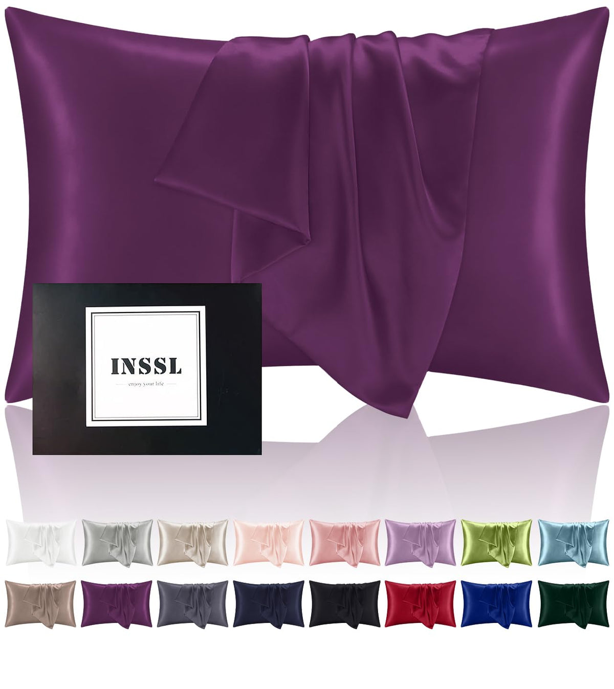 Inssl Mulberry Silk Pillowcase Fr Hair And Skin Health, Natural Silk Pillow Cover With Hidden Zipper Both Side Silk1 Pcs (Dark P