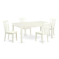 East West Furniture DOLG5-LWH-W 5 Piece Dining Room Table Set Includes a Rectangle Kitchen Table with Butterfly Leaf and 4 Dining Chairs, 42x78 Inch, Linen White