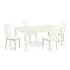 East West Furniture DOLG5-LWH-W 5 Piece Dining Room Table Set Includes a Rectangle Kitchen Table with Butterfly Leaf and 4 Dining Chairs, 42x78 Inch, Linen White