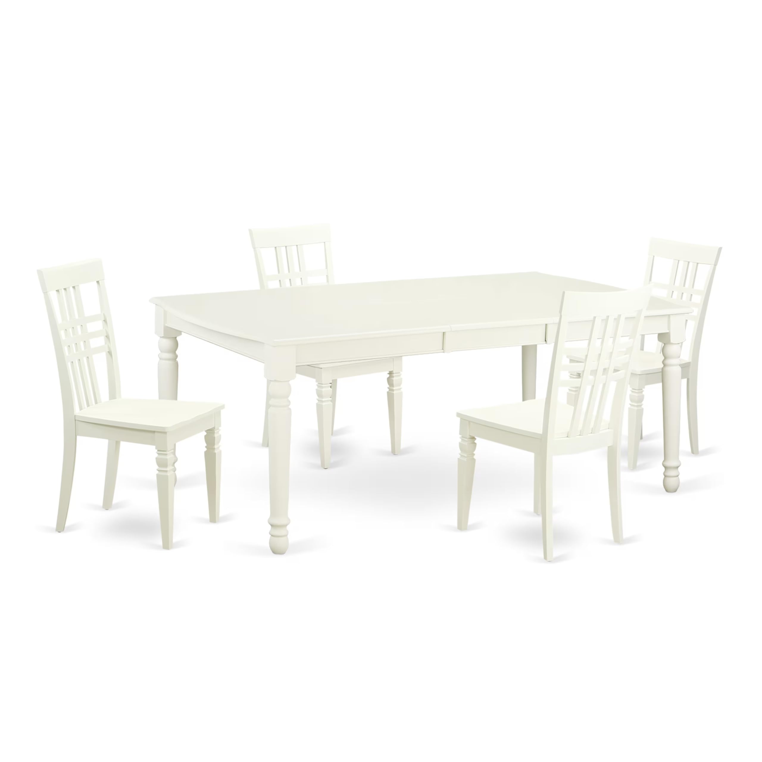 East West Furniture DOLG5-LWH-W 5 Piece Dining Room Table Set Includes a Rectangle Kitchen Table with Butterfly Leaf and 4 Dining Chairs, 42x78 Inch, Linen White