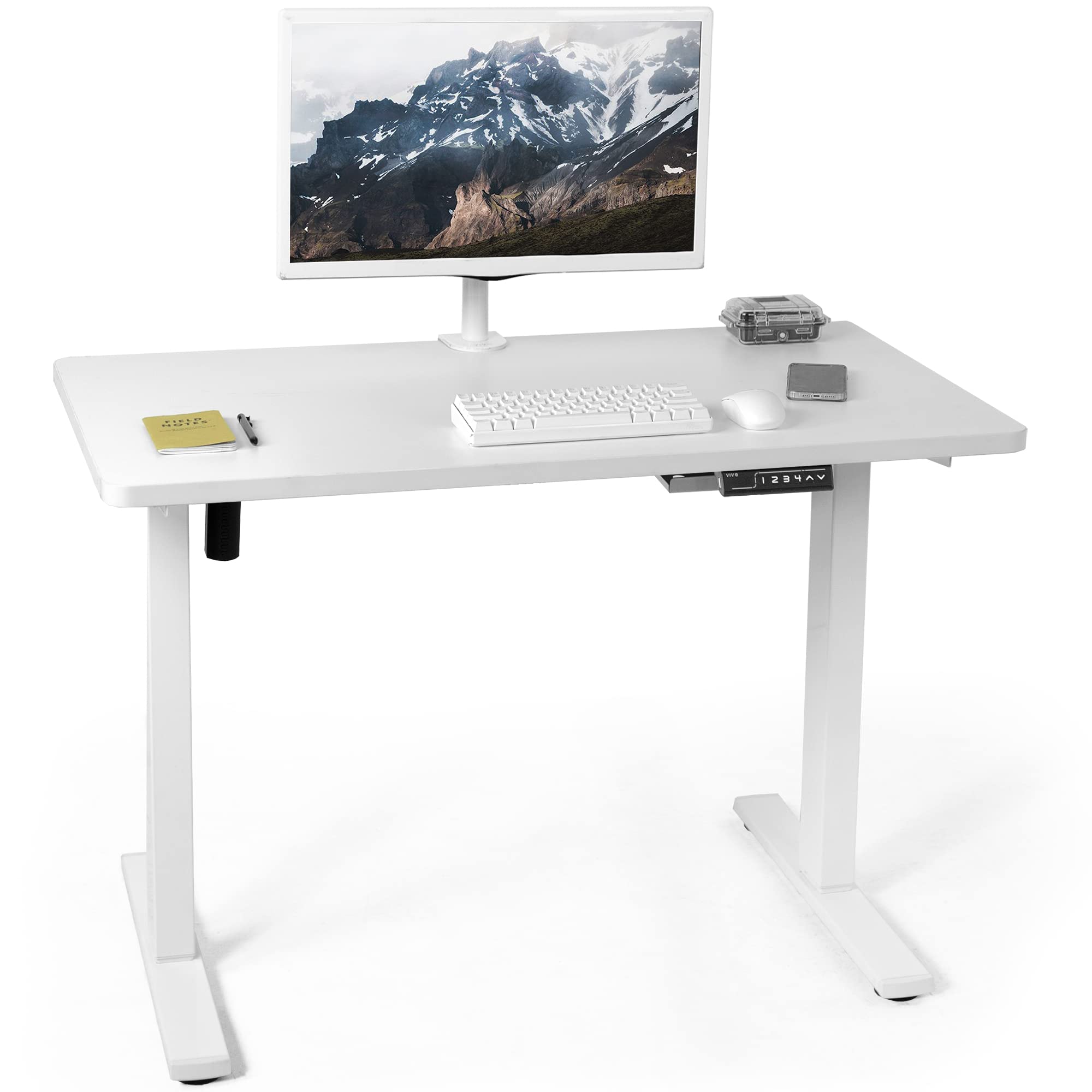 VIVO Electric 43 x 24 in Standing Desk, Memory Height Adjustment, 1B Series, Holds 220 lbs, White Top, White Frame, DESK-1W4W