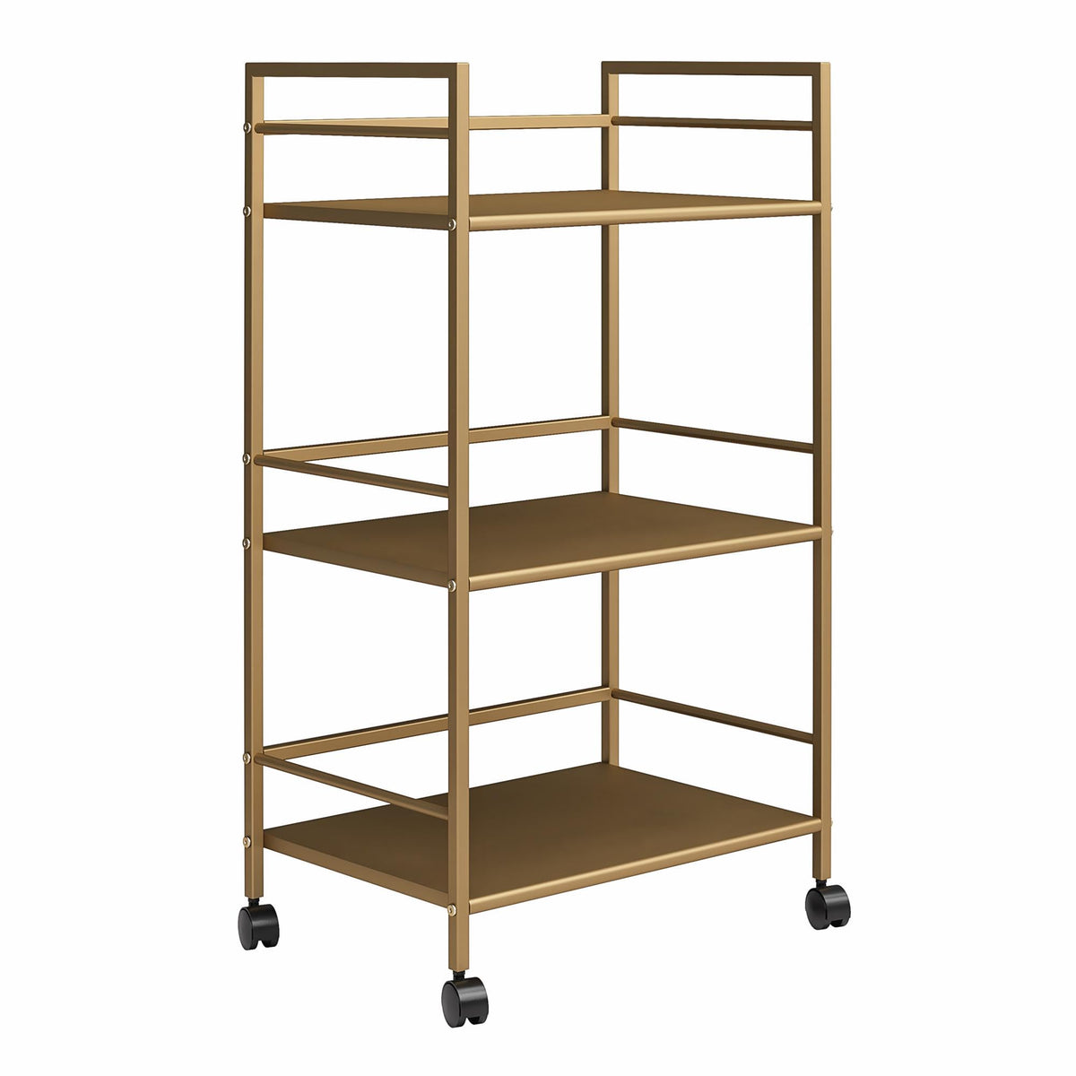 Novogratz Helix Small Bar Cart For The Home, 3 Tier Rolling Cart With Wheels, Kitchen Cart With Storage For Beverages And Wine, Gold