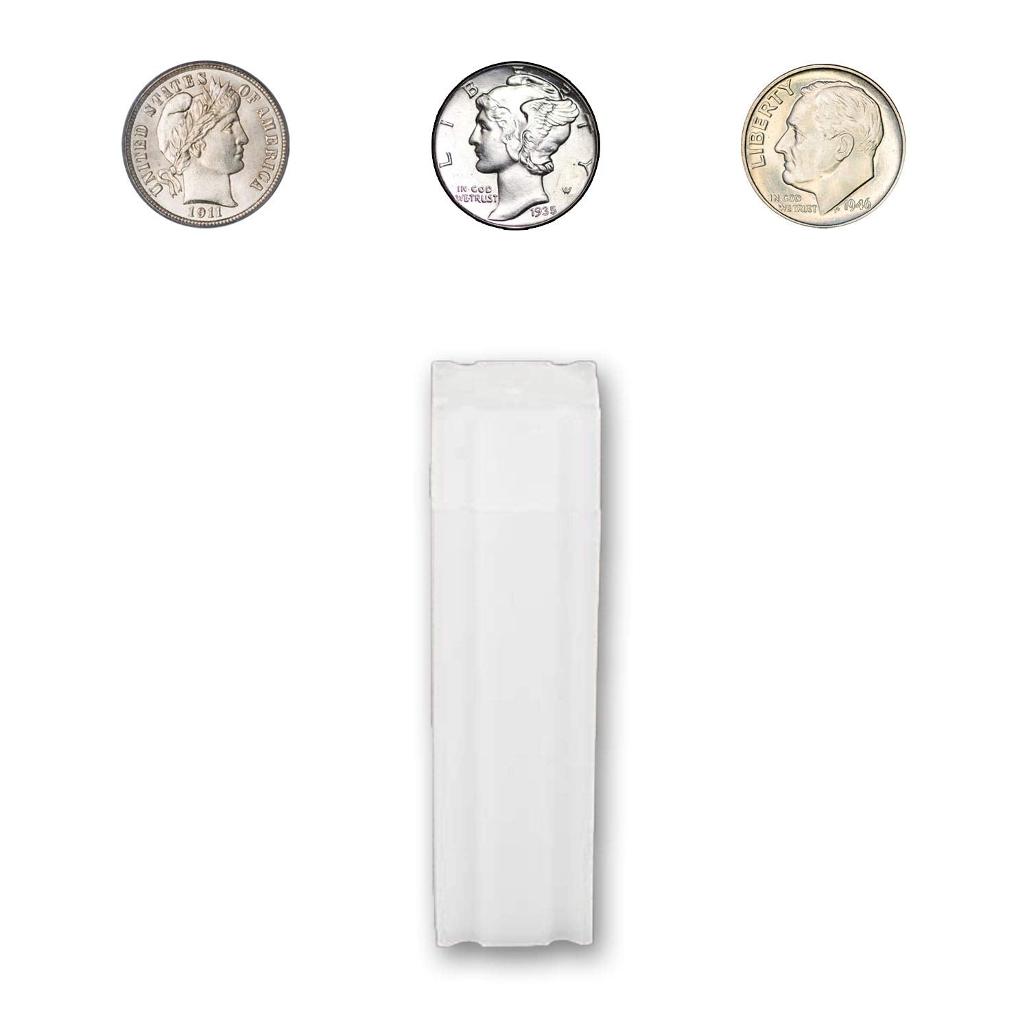 Coinsafe Dime Tube - Each Tube Holds 50Ea Barber, Mercury, And Roosevelt Dime Coins
