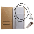 Travelers Notebook Accessories Kit - Kraft File Folder, Zipper Case, Pen Holder, Binder Clip And 2 Elastic Bands